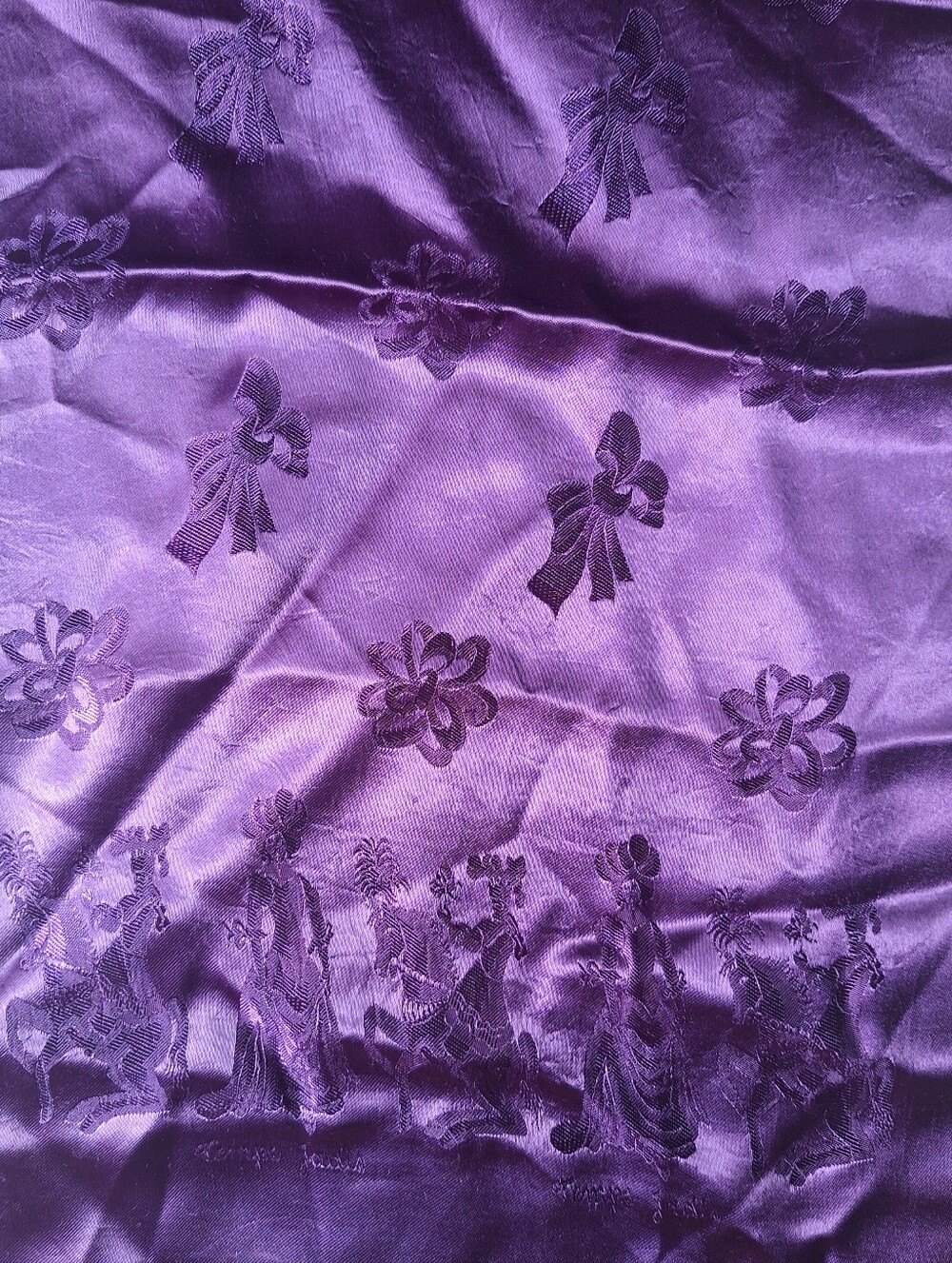 Vintage Elegant French Purple Scarf "Temps Jadis" Victorian Design - Picture 5 of 5